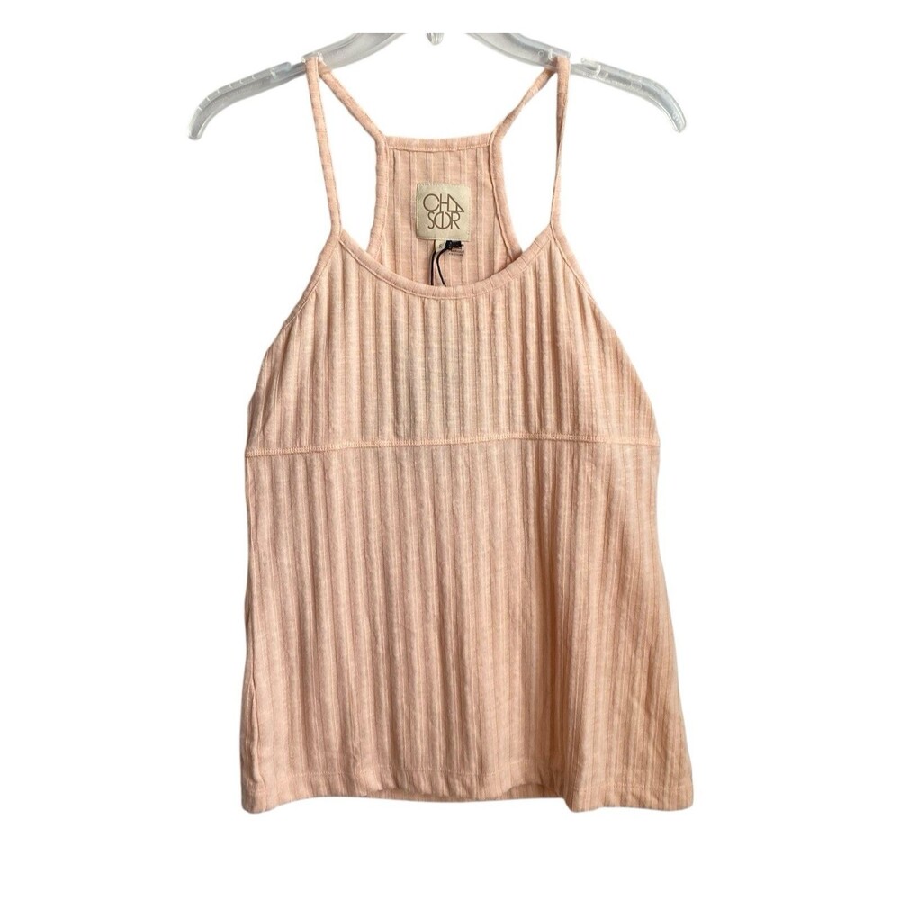 NWT CHASER‎ Baby Rib Spaghetti Back Tank Top Women's Size Small Peach